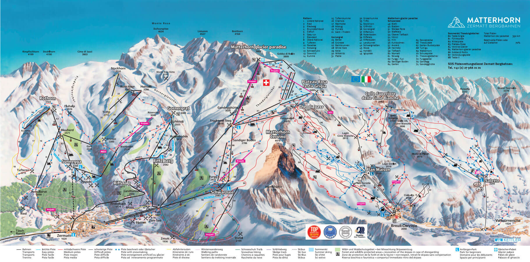 Plan des pistes Zermatt Plan des pistes Zermatt